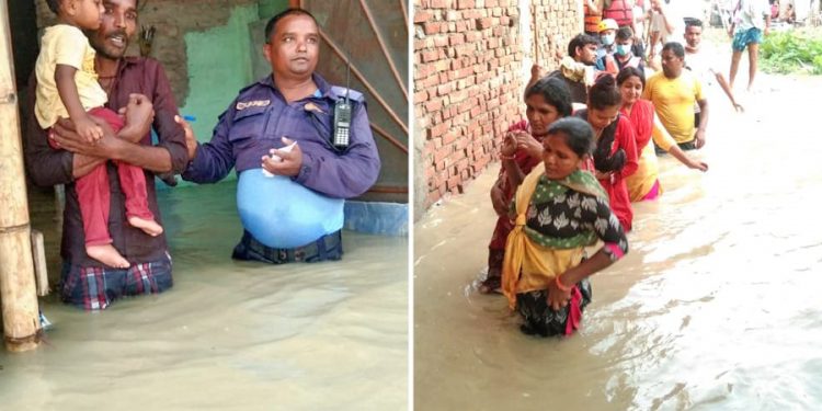 सिर्सियाको बाढीले वीरगञ्जका बस्ती डुबानमा