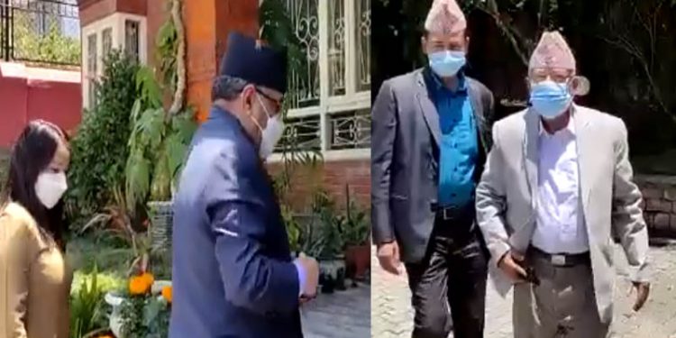 प्रचण्ड, माधव नेपाल र उपेन्द्र यादवबीच भेटवार्ता