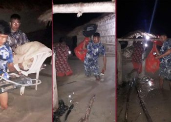 डुबानमा परेका ३९ परिवारको खाद्यान्न सशस्त्र प्रहरीले जोगायो