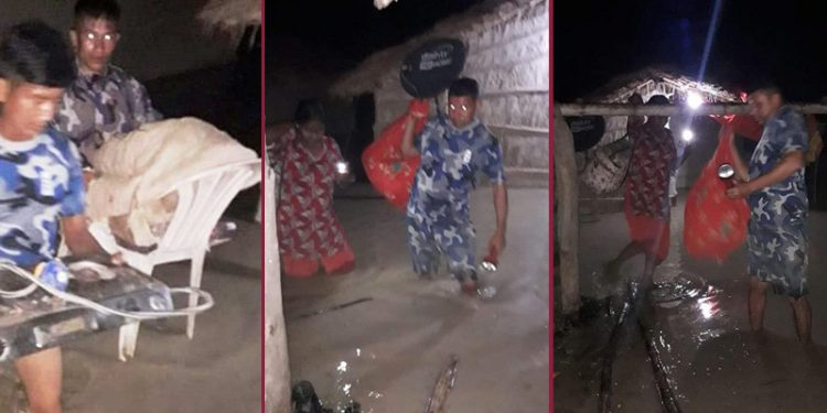 डुबानमा परेका ३९ परिवारको खाद्यान्न सशस्त्र प्रहरीले जोगायो