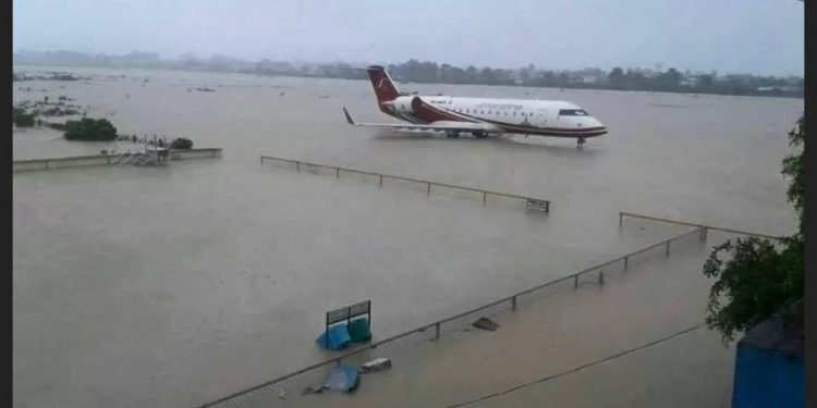 विराटनगर विमानस्थल जलमग्न, सबै उडान रद्द