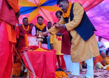 वरिष्ठ नेता भण्डारीद्वारा हनुमान मन्दिर उद्घाटन