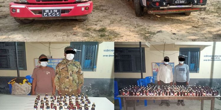 पर्सा : २७७ बोत्तल लागुऔषधसहित चारजना पक्राउ