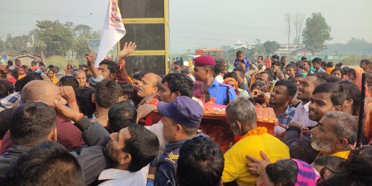 मिथिला माध्यमिकी परिक्रमाको आज तेह्रौ दिन मडइमा विश्राम गर्दै